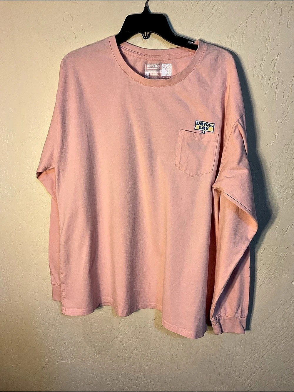Dutch Bros Dutch Luv Long Sleeve Pocket Tee Pink XL